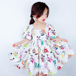 Minnie Mouse Skirt Cotton Children's Clothing Custom Girls Puff Sleeve 140