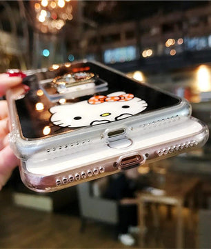 Mirror Cartoon Cute Hello kitty Minnie Case For Samsung Galaxy S8 S8Plus Coque Soft TPU Phone Case For Samsung S9 S9Plus Note8 - Lusy Store