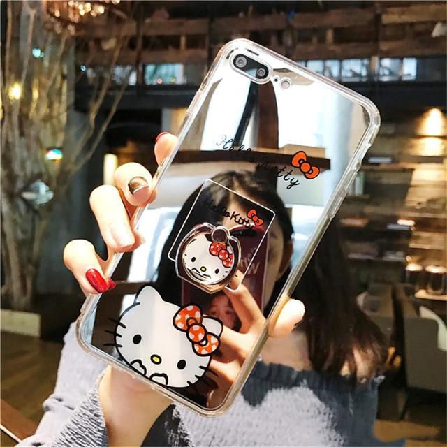 Mirror Cartoon Cute Hello kitty Minnie Case For Samsung Galaxy S8 S8Plus Coque Soft TPU Phone Case For Samsung S9 S9Plus Note8 - Lusy Store