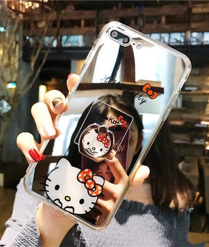 Mirror Cartoon Cute Hello kitty Minnie Case For Samsung Galaxy S8 S8Plus Coque Soft TPU Phone Case For Samsung S9 S9Plus Note8 - Lusy Store