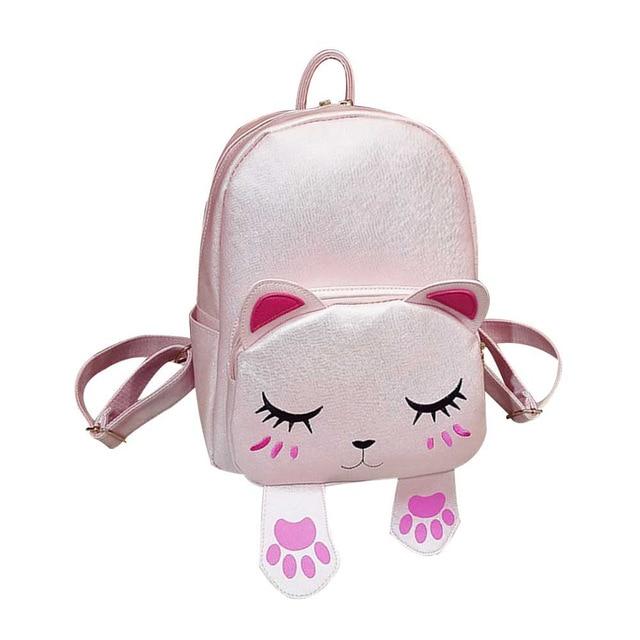 Mochilas mujer 2019 Cute Cat Backpack School Women Pu Leather Backpacks - Lusy Store