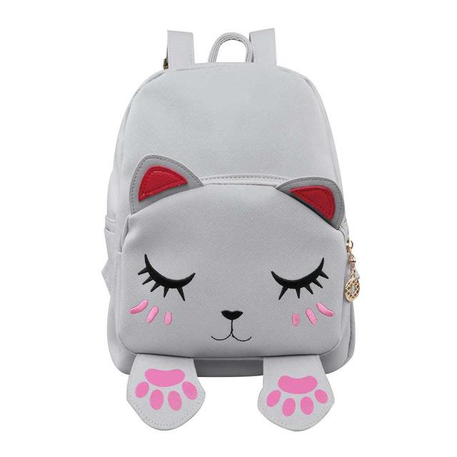 Mochilas mujer 2019 Cute Cat Backpack School Women Pu Leather Backpacks - Lusy Store