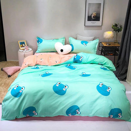 Modern Bedding Sets Butterfly Cartoon Kid Bed Cover Set Sky Blue