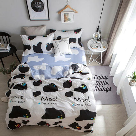 Modern Bedding Sets Butterfly Cartoon Kid Bed Cover Set White Black
