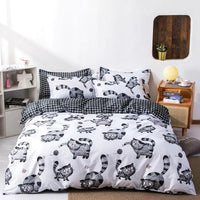 Modern Bedding Sets Butterfly Cartoon Kid Bed Cover Set Grey White