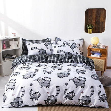 Modern Bedding Sets Butterfly Cartoon Kid Bed Cover Set Grey White