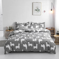 Modern Bedding Sets Cartoon Alpaca Gray Duvet Cover Bedspread Bed Linen Grey
