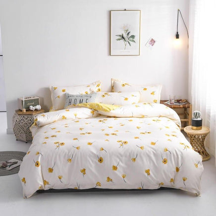 Modern Bedding Sets Cartoon Alpaca Gray Duvet Cover Bedspread Bed Linen White yellow
