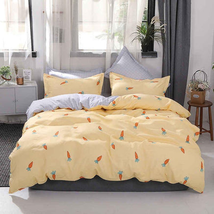 Modern Bedding Sets Cartoon Cow Spot Bed Linen Soft Duvet Cover Flat Sheet Yellow