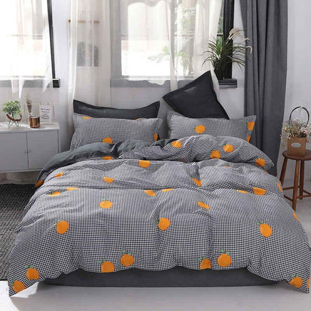 Modern Bedding Sets Cartoon Cow Spot Bed Linen Soft Duvet Cover Flat Sheet Grey