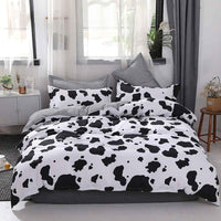 Modern Bedding Sets Cartoon Cow Spot Bed Linen Soft Duvet Cover Flat Sheet Black White