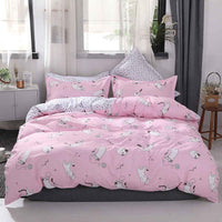 Modern Bedding Sets Cartoon Cow Spot Bed Linen Soft Duvet Cover Flat Sheet Pink