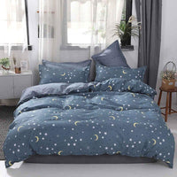 Modern Bedding Sets Cartoon Cow Spot Bed Linen Soft Duvet Cover Flat Sheet Dark Blue