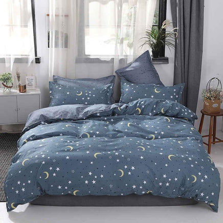 Modern Bedding Sets Cartoon Cow Spot Bed Linen Soft Duvet Cover Flat Sheet Dark Blue