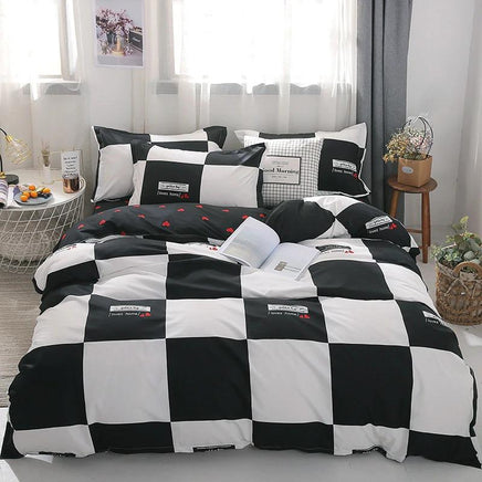 Modern Bedding Sets Cotton Black and White Cute Stripe Bed Linen King Queen Full Twin Size Black White
