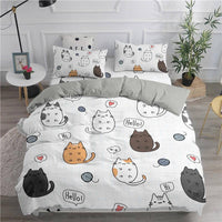 Modern Bedding Sets Cute Cartoon Cats Printed 3D Twin Full Queen King Double Sizes Bedclothes - Lusy Store
