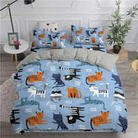 Modern Bedding Sets Cute Cartoon Cats Printed 3D Twin Full Queen King Double Sizes Bedclothes - Lusy Store