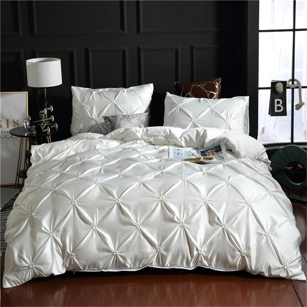 Modern Bedding Sets Fashion Solid Color Bed Linen White/Gray Duvet Cover Set - Lusy Store