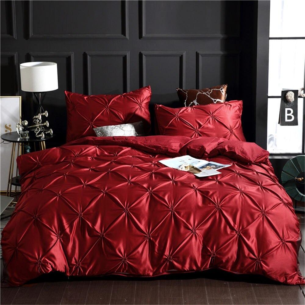Modern Bedding Sets Fashion Solid Color Bed Linen White/Gray Duvet Cover Set - Lusy Store