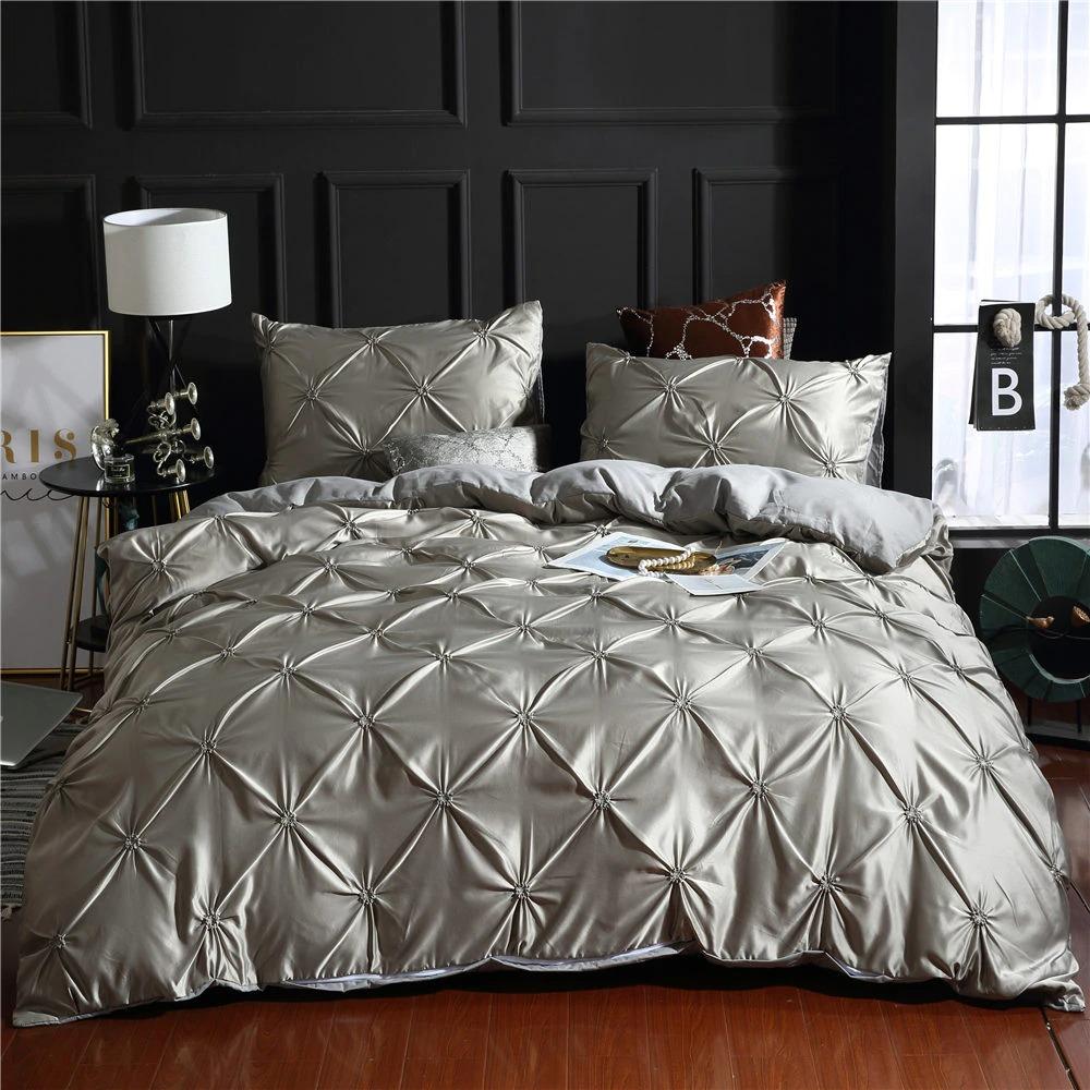Modern Bedding Sets Fashion Solid Color Bed Linen White/Gray Duvet Cover Set - Lusy Store