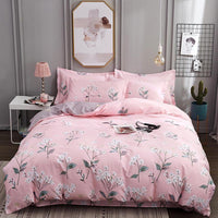 Modern Bedding Sets Luxury Pure Cotton European Plaid Printed European Bedding Sets Pink