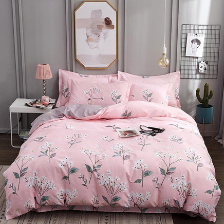Modern Bedding Sets Luxury Pure Cotton European Plaid Printed European Bedding Sets Pink