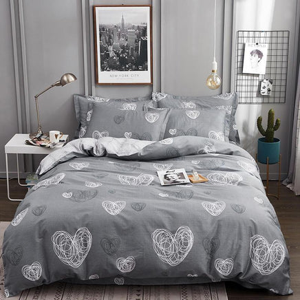 Modern Bedding Sets Luxury Pure Cotton European Plaid Printed European Bedding Sets Grey