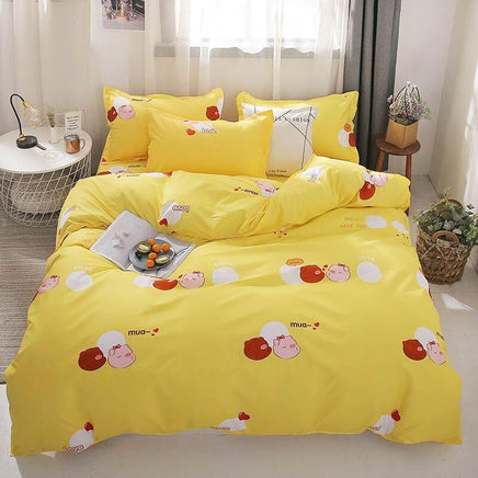 Modern Bedding Sets Marble Printed Girl Boy Kid Bed Cover Yellow