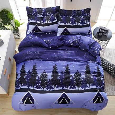 Modern Bedding Sets Marble Printed Girl Boy Kid Bed Cover Purple