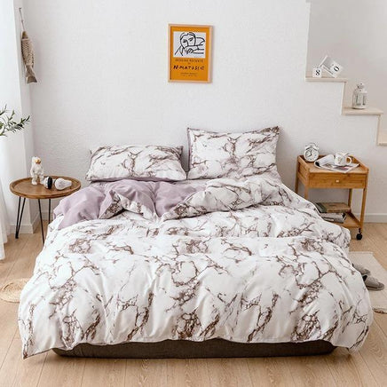 Modern Bedding Sets Marble Quilt Cover Sheets King Queen Size Bedlinen High Quality - Lusy Store