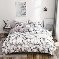 Modern Bedding Sets Marble Quilt Cover Sheets King Queen Size Bedlinen High Quality - Lusy Store