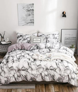 Modern Bedding Sets Marble Quilt Cover Sheets King Queen Size Bedlinen High Quality - Lusy Store