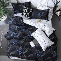 Modern Bedding Sets Moon Star Planet Girl Boy Kid Bed Cover Set Black