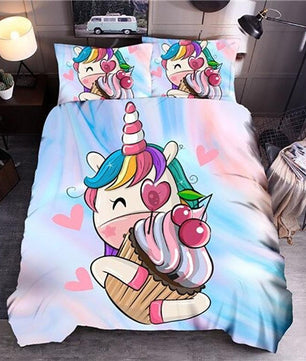Modern Bedding Sets Unicorn Cartoon Universe Queen King Quilt Cover Bed Linen - Lusy Store