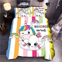 Modern Bedding Sets Unicorn Cartoon Universe Queen King Quilt Cover Bed Linen - Lusy Store
