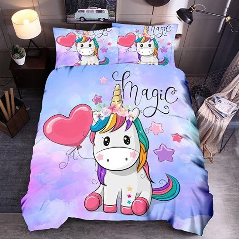 Modern Bedding Sets Unicorn Cartoon Universe Queen King Quilt Cover Bed Linen - Lusy Store