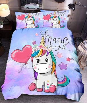 Modern Bedding Sets Unicorn Cartoon Universe Queen King Quilt Cover Bed Linen - Lusy Store