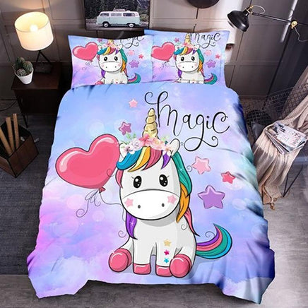 Modern Bedding Sets Unicorn Cartoon Universe Queen King Quilt Cover Bed Linen - Lusy Store