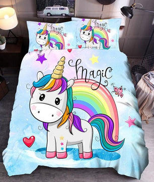 Modern Bedding Sets Unicorn Cartoon Universe Queen King Quilt Cover Bed Linen - Lusy Store