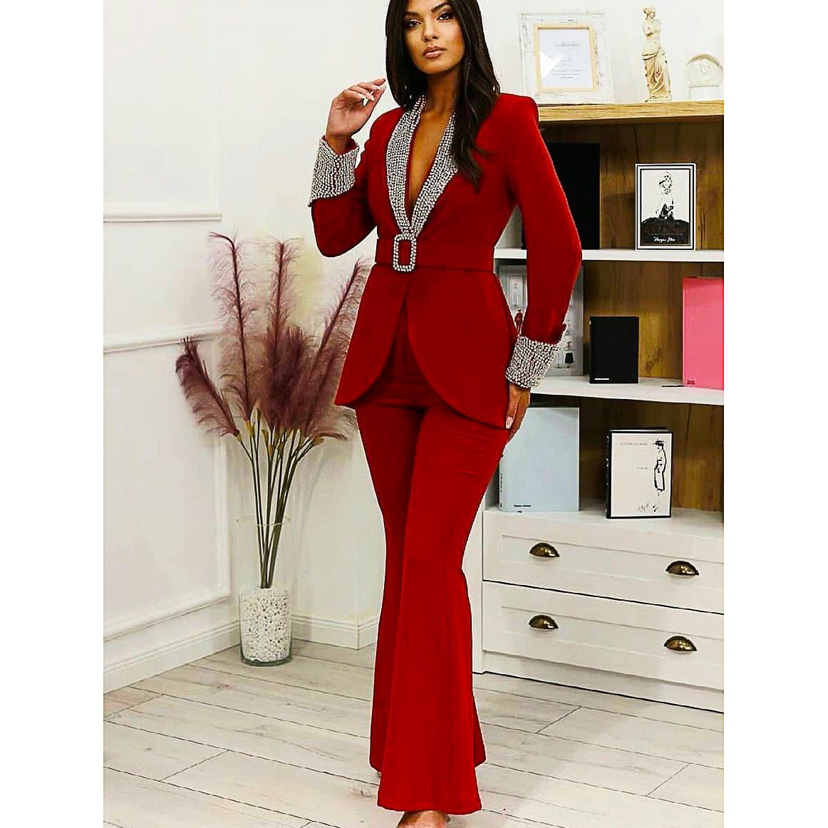 Mother Of The Bride Pant Suits Crystal Evening Party Women Tuxedos D388