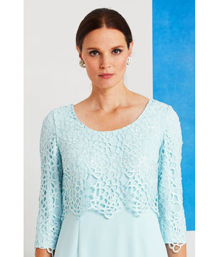 Mother Of The Bride Pant Suits Plus Size Sky Blue Ivory New Outfit Coat Silhouette Knee Length Lace Overlay D387 - Lusy Store