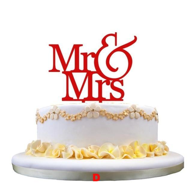 Mr and Mrs Wedding Cake Topper Decoration letters Inserted Card - Lusy Store