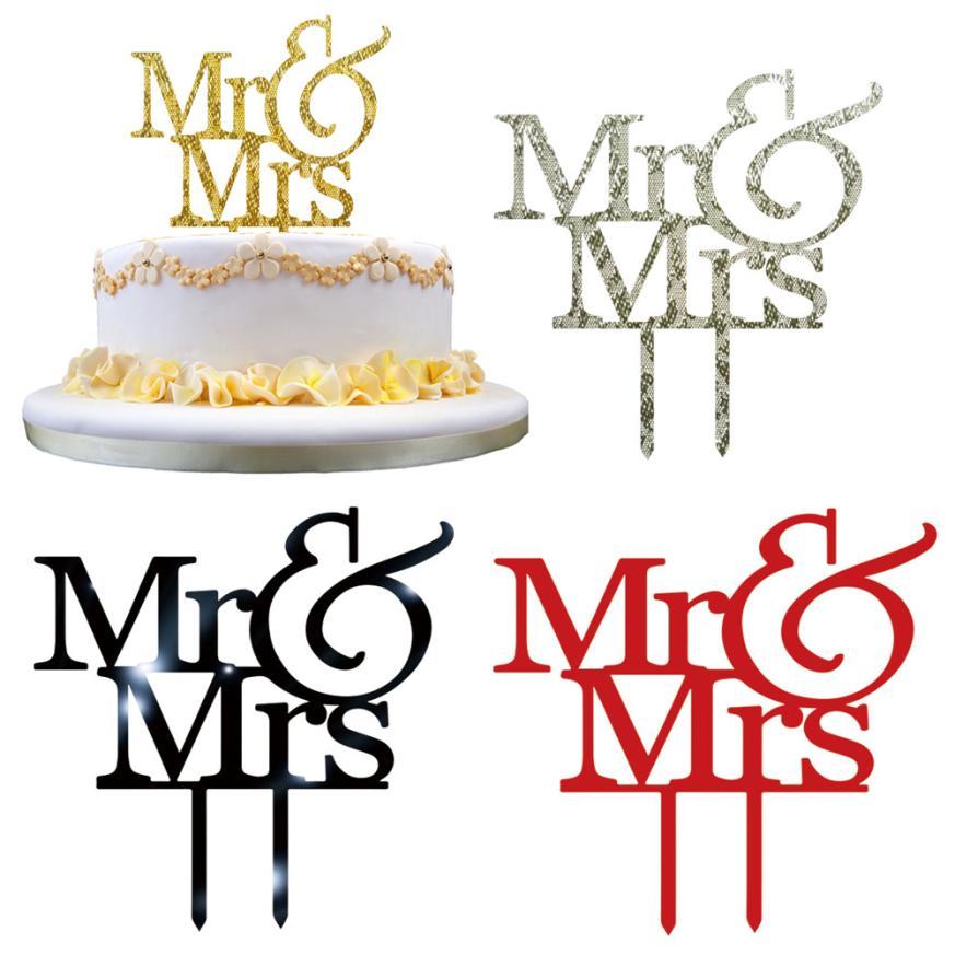 Mr and Mrs Wedding Cake Topper Decoration letters Inserted Card - Lusy Store