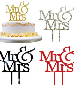 Mr and Mrs Wedding Cake Topper Decoration letters Inserted Card - Lusy Store