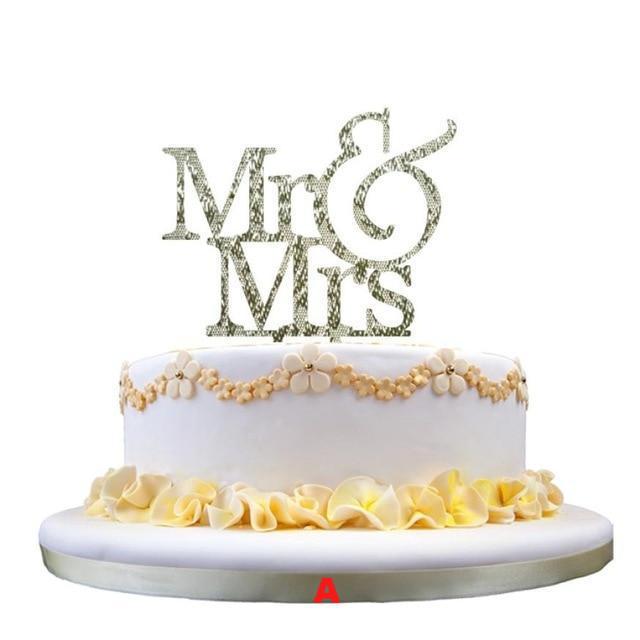 Mr and Mrs Wedding Cake Topper Decoration letters Inserted Card - Lusy Store
