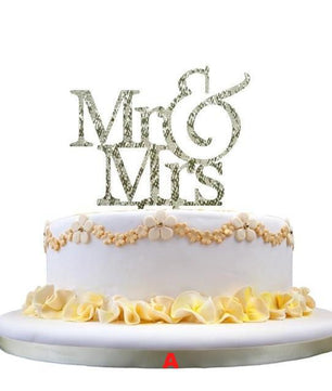 Mr and Mrs Wedding Cake Topper Decoration letters Inserted Card - Lusy Store