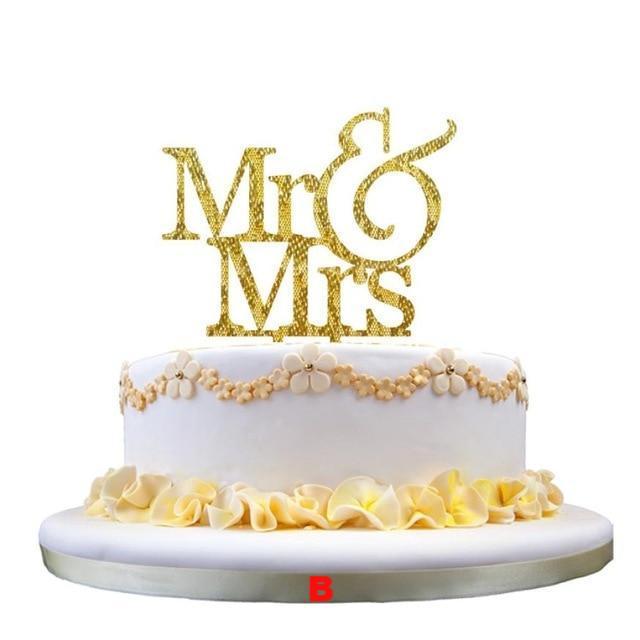 Mr and Mrs Wedding Cake Topper Decoration letters Inserted Card - Lusy Store