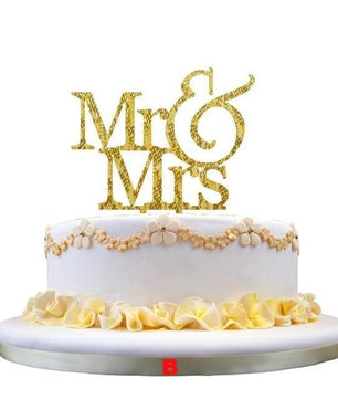 Mr and Mrs Wedding Cake Topper Decoration letters Inserted Card - Lusy Store