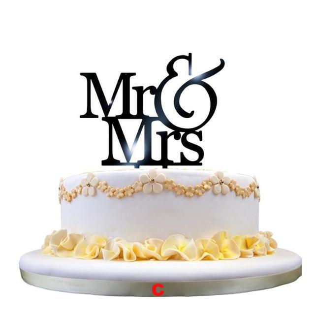 Mr and Mrs Wedding Cake Topper Decoration letters Inserted Card - Lusy Store