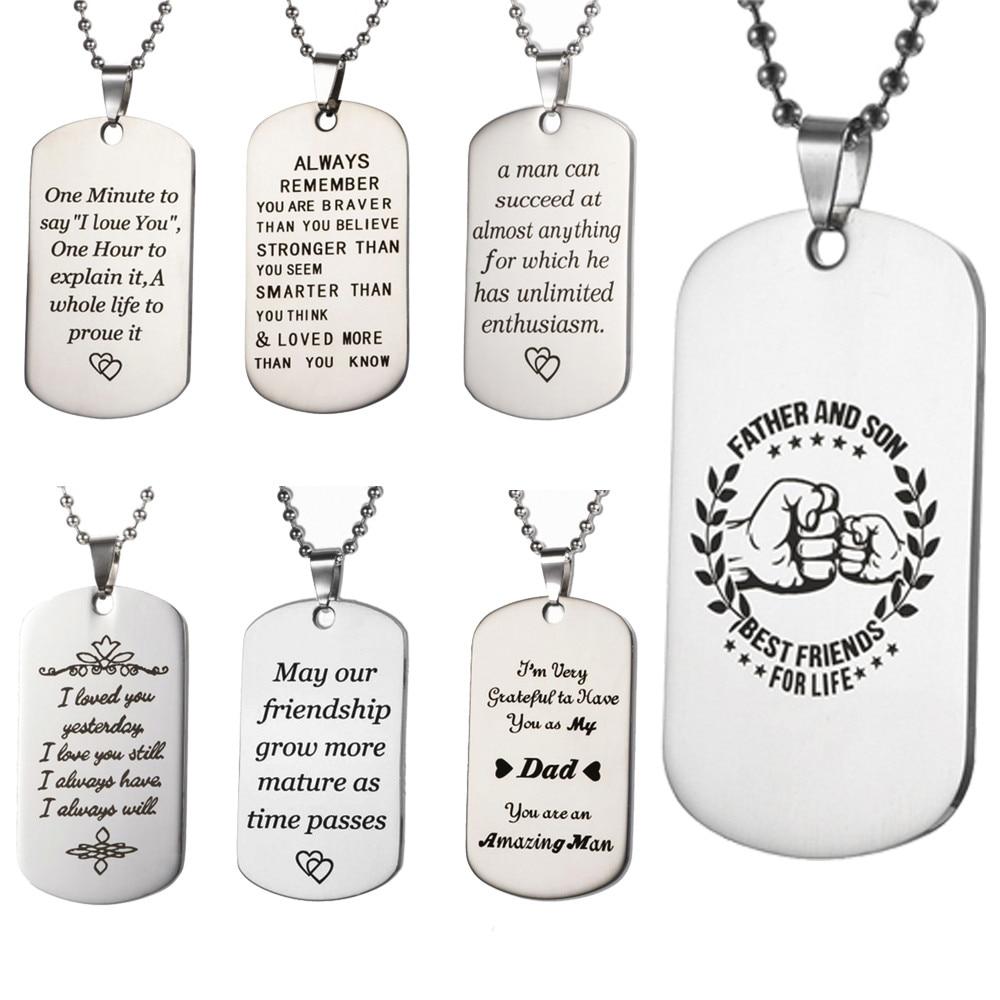 Necklace Military Fathers Day Family Love Stainless Steel - Lusy Store